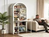 Folding Craft Desk with Storage Shelves, Convertible Hideaway Desk to Bookshelf, Foldable Desk with 18971865