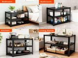 3-Tier Metal Storage Rack with Adjustable Shelves, Multi-purpose Organizer for Living Room, Kitchen, 82621458