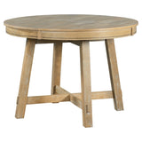 ZUN TREXM Farmhouse Round Extendable Dining Table with 16" Leaf Wood Kitchen Table WF291263AAE