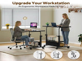 Height Adjustable Desk Standing Desk Small Desk for Small Spaces, Mobile Rolling Computer Desk on 58805378