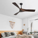 52 Inch Ceiling Fan Without Light, 3 ABS Blades Outdoor Ceiling Fan 6-speed Reversible DC Motor for W934P156667