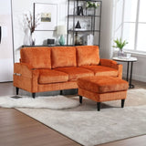 UNITED WE WIN Sofa for three, solid wood frame, Chenille fabric, side pocket, with two cup holders, W1568142740