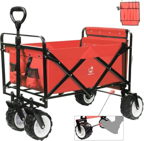 ZUN Collapsible Heavy Duty Beach Wagon Cart Outdoor Folding Utility Camping Garden Beach Cart with 33073905