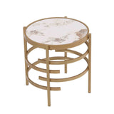 Modern Side Table, Pandora Sintered Stone End Table, Golden Small Coffee Table, 20.67''W 20.67''D W1071P144269