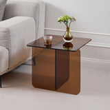 Tempered Brown Glass SideTable, Small Tea Table, Brown Night Stand Tempered Glass Sofa Table W1718P255033