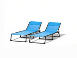 Sky Blue Set of 2 Folding Chaise Lounge Chairs Sun Tanning Chairs for Beach Camping Outdoor 76595403