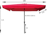 ZUN 10 x 6.5ft Rectangular Patio Umbrella Outdoor Market Umbrellas with Crank and Push Button Tilt for W65627940