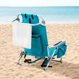 ZUN 63*65*82cm Short Oxford Cloth Silver White Aluminum Tube Bearing 100kg Beach Chair Mint Green 97992974