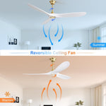 ZUN 60 Inch Modern ABS Ceiling Fan With 6 Speed Smart Remote Control Reversible DC Motor For Bedroom W882P254258