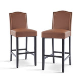 Barstools Set of 2, Counter Height Upholstered Bar Stools for Kitchen Island, Brown Rubberwood Legs N779P254675L