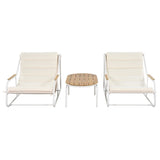 TREXM Outdoor Chaise Chairs Set of 3, Patio Chaise Chair with Acacia Side Table, Pool N715P237243K