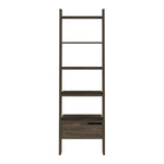 ZUN New Haven 1-Drawer 4-Shelf Ladder Bookcase Dark Walnut B06280177