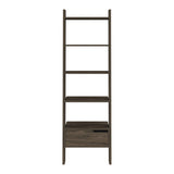 ZUN New Haven 1-Drawer 4-Shelf Ladder Bookcase Dark Walnut B06280177