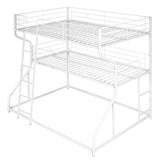 Full XL over Twin XL over Queen Size Triple Bunk Bed with Long and Short Ladder,White 42648528