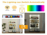 4-Tier Glass Display Cabinet with 5 Dynamic LED Modes, Double Doors & Fixed Shelves for Easy Access, W2700P353067