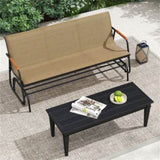 3-person terrace gliding chair with curved teak wood armrests, suitable for porch use 42054072