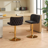 A&A Furniture,Swivel Barstools Adjusatble Seat Height With Gold-plating Base, Classic Velvet W1143P204044
