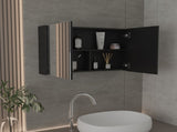 Medicine Cabinet 19.70" H, with 2 Doors, 3 Shelves, 2 Mirrors, Black B097P250836