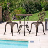 3 PCS Outdoor Bistro Set,Outdoor Patio Set, All-Weather Cast Aluminum Bistro Table Set for Backyard, 59012071