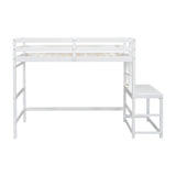 ZUN Twin High Loft Bed with Ladder landing Platform, Ladders, Guardrails,White 83037677