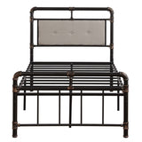 Single-Layer Bed Head and Soft Pull Button Bed End Standpipe Water Pipe Bed Twin Black Gold-Painted 29584293