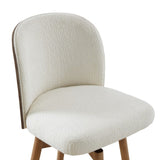 Tomlin Bentwood Upholstered Swivel Counter Stool Set of 2 Off White Boucle B2719P328583