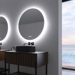 ZUN 32 in. Round Acrylic Framed Dimmable Anti-Fog LED Bathroom Vanity Mirror W716P233451