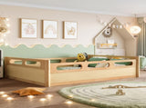 Full Size Floor Platform Bed with Full-length Guardrails, Low Profile Full Bed Frame, No Box Spring W1580P438793