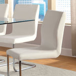 ZUN Modern Elegance White Color Leatherette 2pcs Counter Height Dining Chairs Chrome Metal Legs Dining B011P178975