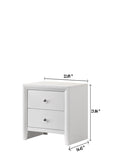 Contemporary Modern Look 2-Drawer Nightstand End Table White Finish Two Storage Drawers Round Knobs B011P159825