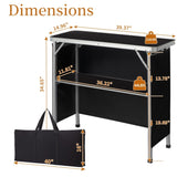 Portable Folding Bar Table with Shelf, Tradeshow Podium Table with Black Skirt and Carrying Bag, for 50301347