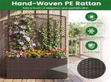 58" Brown PE Rattan Raised Garden Bed with Trellis Adjustable Foot Pads Outdoor Planter Box 69776935