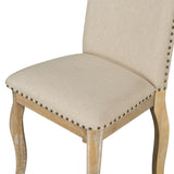 TREXM Set of 4 Dining chairs Wood Upholstered Fabirc Dining Room Chairs with Nailhead WF291264AAE