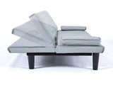 The 67-inch light gray PVC multi-functional sofa bed, with a foldable and cup holder design, makes W3371P354627
