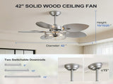 42" Ceiling Fan, Indoor Ceiling Fan With Light with Remote Control, Noiseless Reversible Motor, 6 W3775P464134