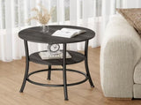 2-Tier Round Side TableSpace-Saving End Table for Small Living Room & BedroomWood Grain Gray 28096789