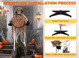 5.7FT Halloween Animated Grim Reaper Decoration, Sound Activated Moving Head & Swinging Hands, Scary 47866860