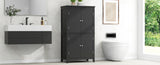 ZUN Elegant Bathroom Floor Storage Cabinet, Bathroom Storage Unit, Freestanding Cabinet with 4 Doors, N725P188461B