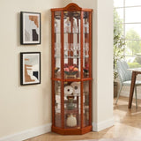 Glass Cabinet Lighted Corner Cabinet Corner Display Curio Cabinet, Glass Display With W2275P177192