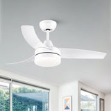 ZUN 42 inch indoor white ceiling fan with LED light W1367P146456