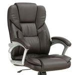 ZUN Dark Brown and Silver Swivel Office Chair with Armrest B062P153795