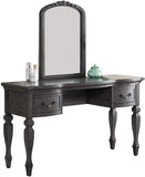 ZUN Bedroom Classic Vanity Set Wooden Carved Mirror Stool Drawers Antique Grey Finish HS00F4005-ID-AHD