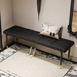 59*17 Inch Multifunctional Black Shoe Bench - Faux PU Cushion, Sturdy Metal Legs With Gold W1151P214997