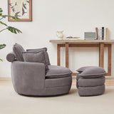 38"W Oversized Swivel Chair with moon storage ottoman for Living Room, Modern Accent Round Loveseat W834P150053