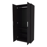 Wardrobe Berlin, Two Doors, Hanging Rod, Two Shelves, Shoe Rack, Bedroom, Wengue B128P343764