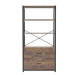 ZUN Industrial Wood Bookcase Retro Bookshelf Storage Display Rack Utility Book Shelf 04444538