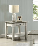 Rosy Brown and Antique White Finish 1pc End Table with Drawer Bottom Shelf Wooden Living Room B011P175714