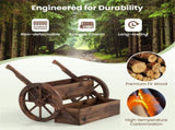 Carbonized Fir Wood 2-Tier Wagon Planter, Drainage Holes Ladder Plant Cart for Balcony Garden 42144106