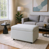 Beige Linen-Textured Storage Ottoman with Rubber Feet 634343cm Bench for Entryway, Bedroom or 90720414
