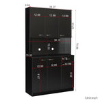 ZUN 70.87" Tall Wardrobe& Kitchen Cabinet, with 6-Doors, 1-Open Shelves and 1-Drawer for bedroom,Black 20536572